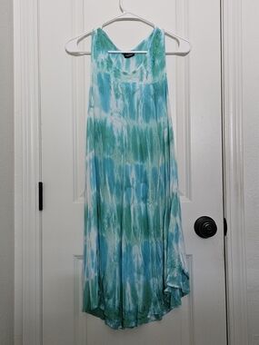 Flowy Midi Dress Nautical Blue Green Ombre One Size